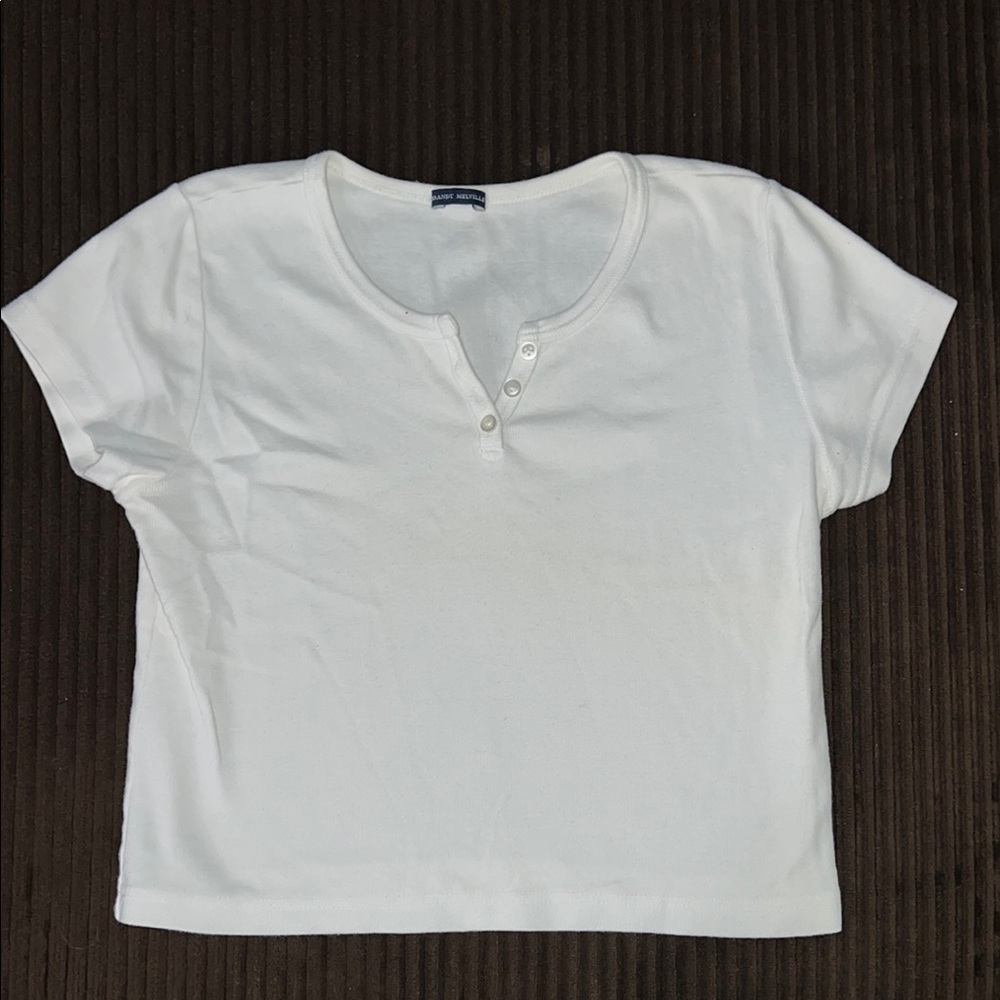American Eagle White Henley Crop Top